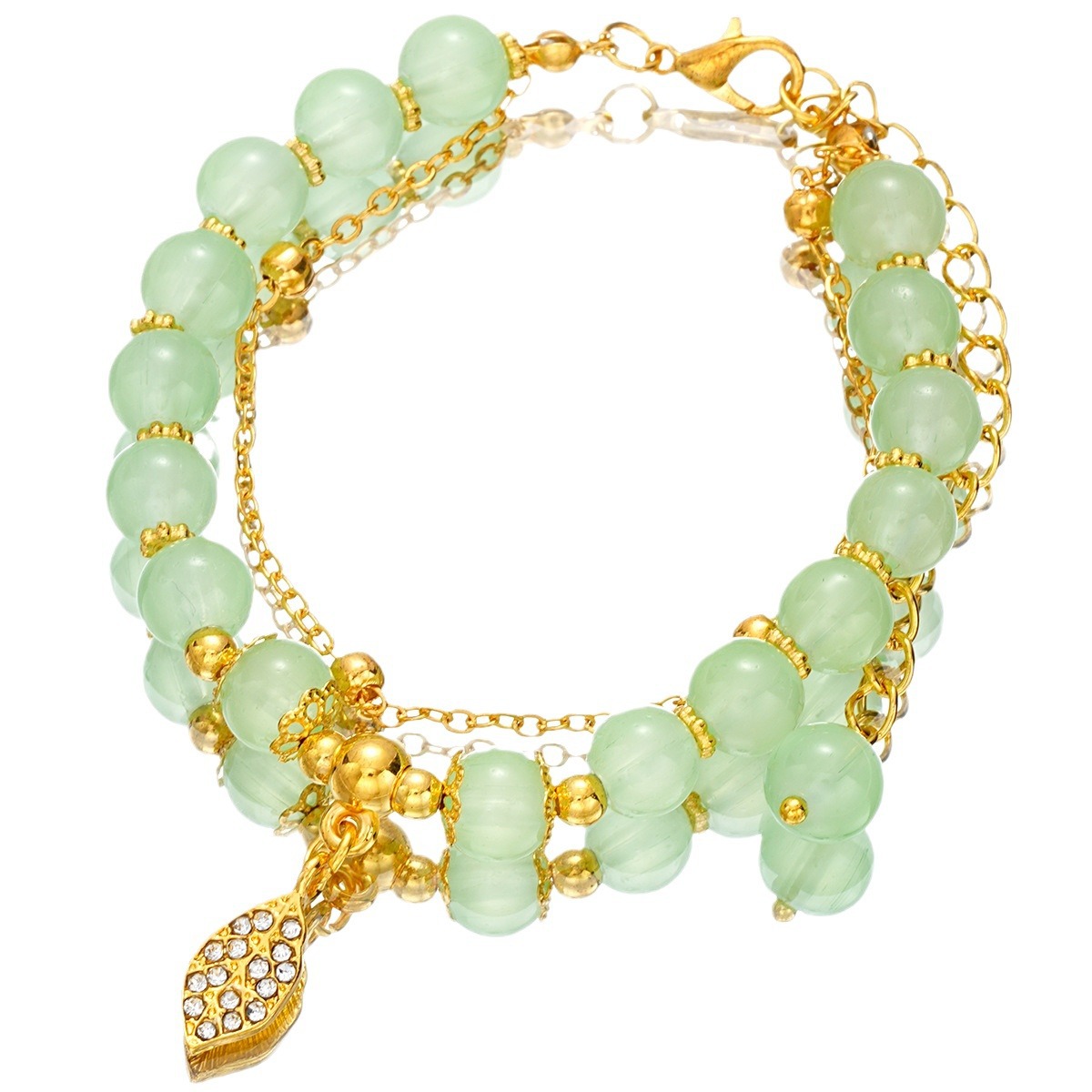 Modes Jauna augstākās klases Sense zelta zari un nefrīta lapas glazūras fāzēm aproce pārrobežu radoša Mori Niche viegla luksusa sieviešu rokassprādze_voghion.com