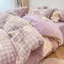 A类獭兔绒高端大泡泡绒双面兔毛绒牛奶绒四件套母婴级高克重保暖