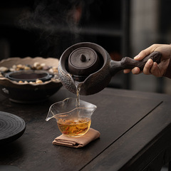古早燒圍爐煮茶器套裝鎏金鐵釉陶壺提梁燒水壺家用電陶爐煮茶爐子