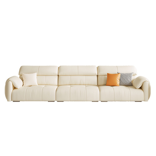 Foshan Furniture Light Luxury Sofa, Simple Modern Living Room, Small Home Cream Style Elephant Ear Latex Leather Sofa