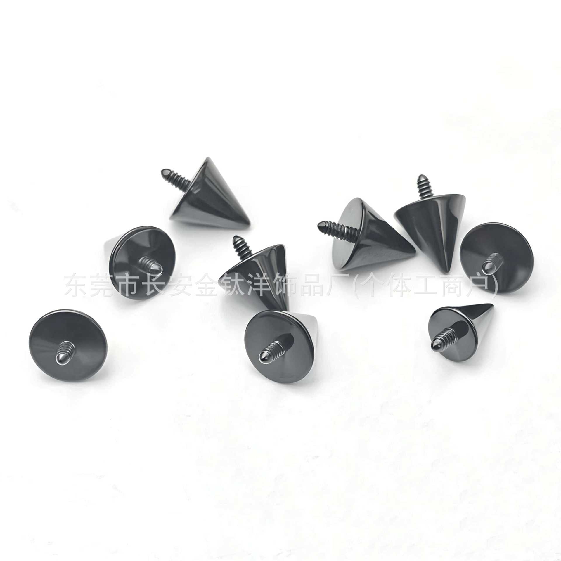 F136 Titanium Black-Plated Spike Devil Nose Stud Lip Stud Eyebrow Stud External Thread Piercing Jewelry detail image 7