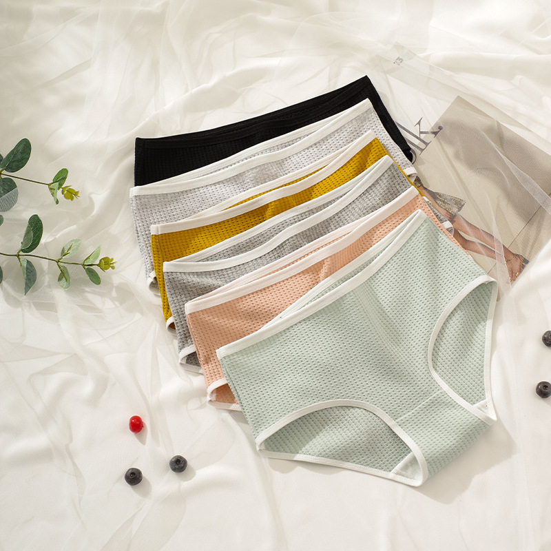 En stock 5A ropa interior antibacteriana para mujer hilo de verano fino transpirable color caramelo algodón Mediados de cintura chica estudiante ropa interior