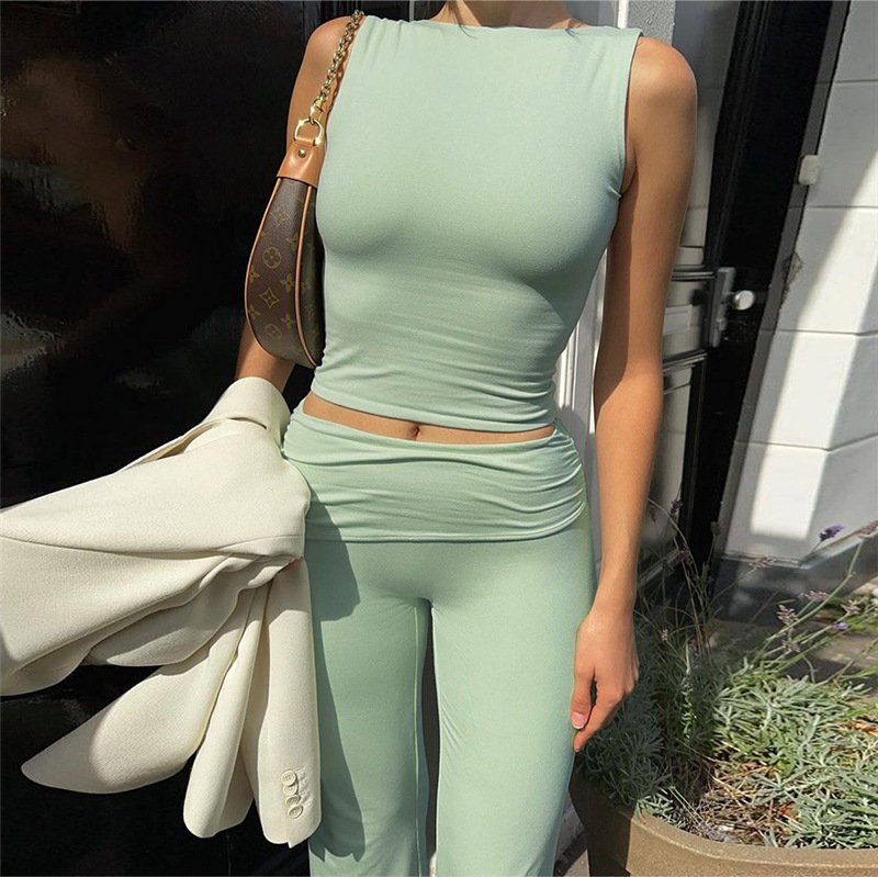 Holiday Party Date Women's Sexy Solid Color Spandex Polyester Backless Pants Sets Pants Sets display picture 5