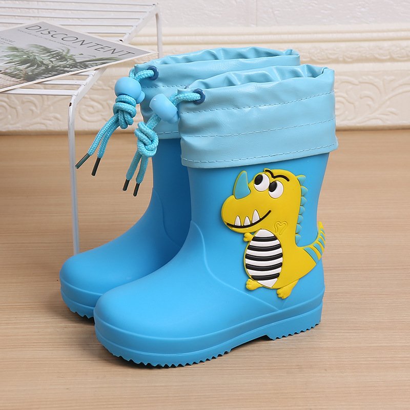 Children's Rain Boots Cute Cartoon Boys and Girls Kindergarten Baby Waterproof Shoe Covers Shoes for Older Kids Non-Slip Rain Boots Rubber Shoes