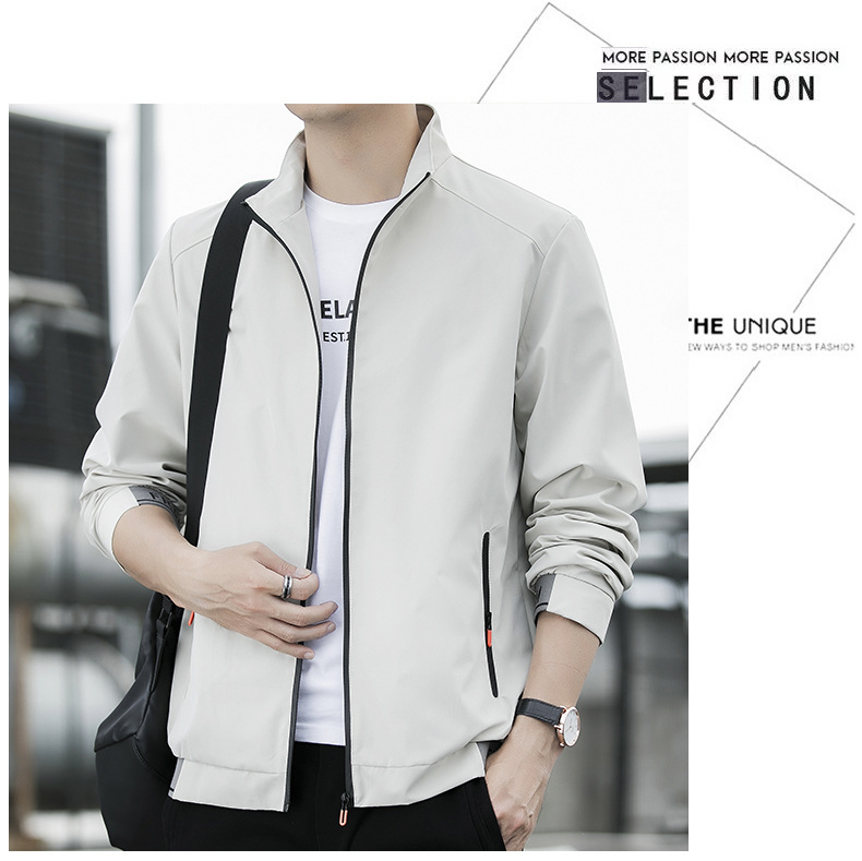 Fashionable Men's Spring And Autumn Jacket With Stand Up Collar_voghion.com