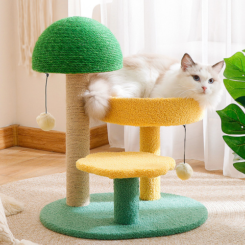 Cactus climbing frame manufacturer wholesale integrated sisal column claw grinding artifact mushroom vertical cat jumping platform cat scratching board toy