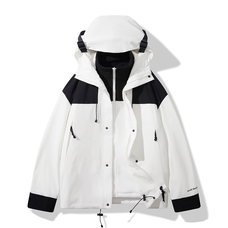 定制LOGO户外三合一冲锋衣情侣款春秋季登山服男女款三防连帽夹克|undefined