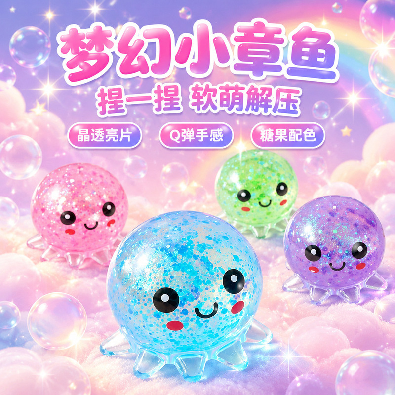 Creative Maltose Octopus Squishy Toy Cute Glitter Octopus Office Stress Relief Ball Slow Rebound Stress Relief Toy Creative Maltose Octopus Squishy Toy Cute Glitter Octopus Office Stress Relief Ball Slow Rebound Stress Relief Toy