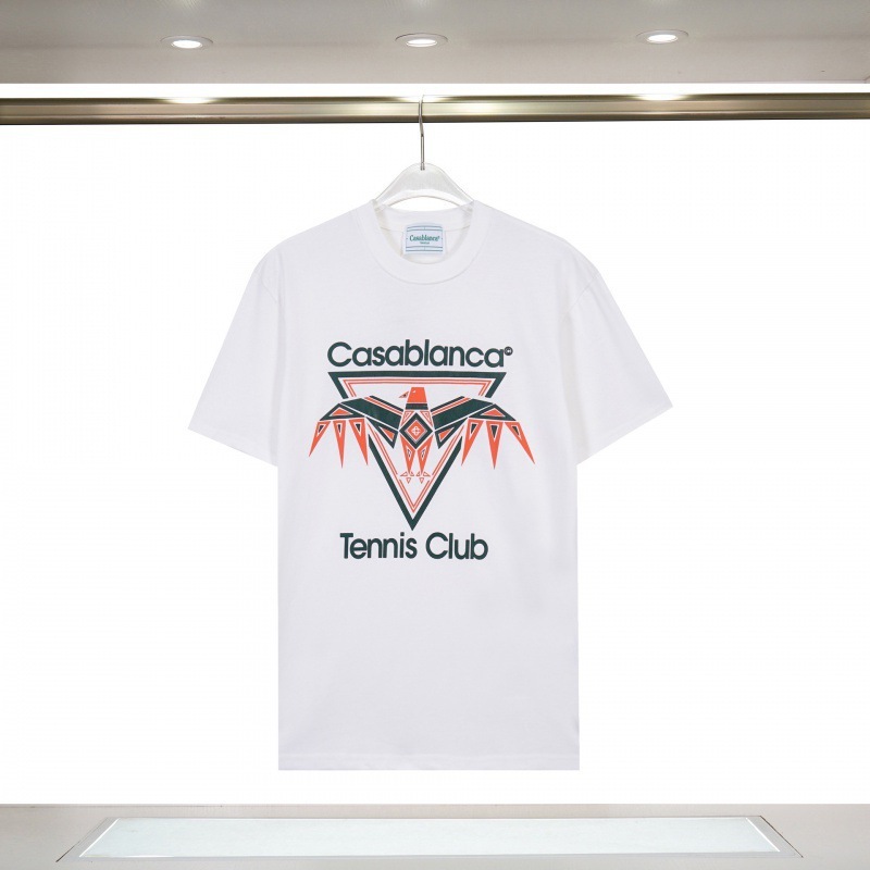 国境を越えた貿易カサブランカ春夏新作カラーメッシュプリントCASAユニセックス半袖Tシャツ|undefined