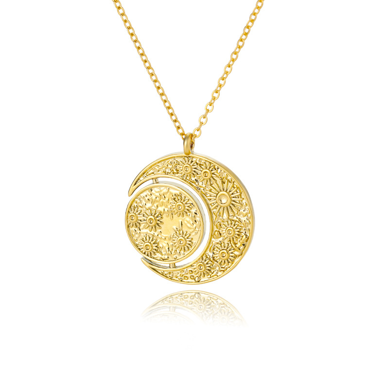 fashion sun and moon combination copper necklace wholesale