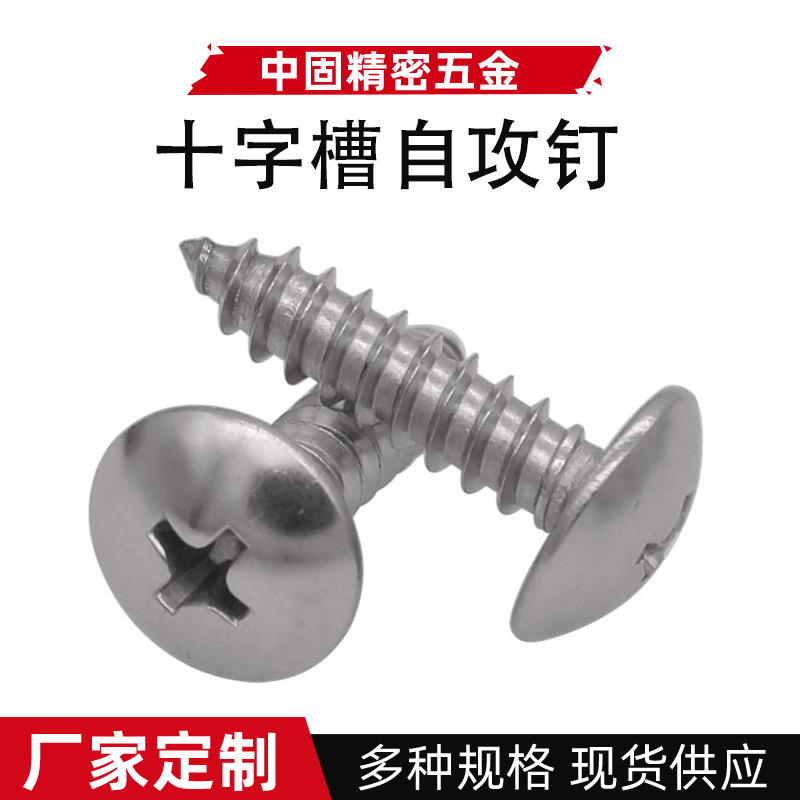 厂家供应十字槽大扁头自攻螺丝螺钉蘑菇头圆头尖尾不锈钢自攻钉