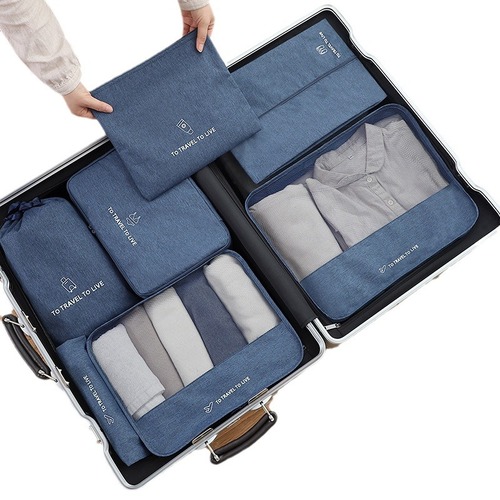 Waterproof travel storage bag suitcase clothing organizer set for packing clothes and underwear, 7-piece set