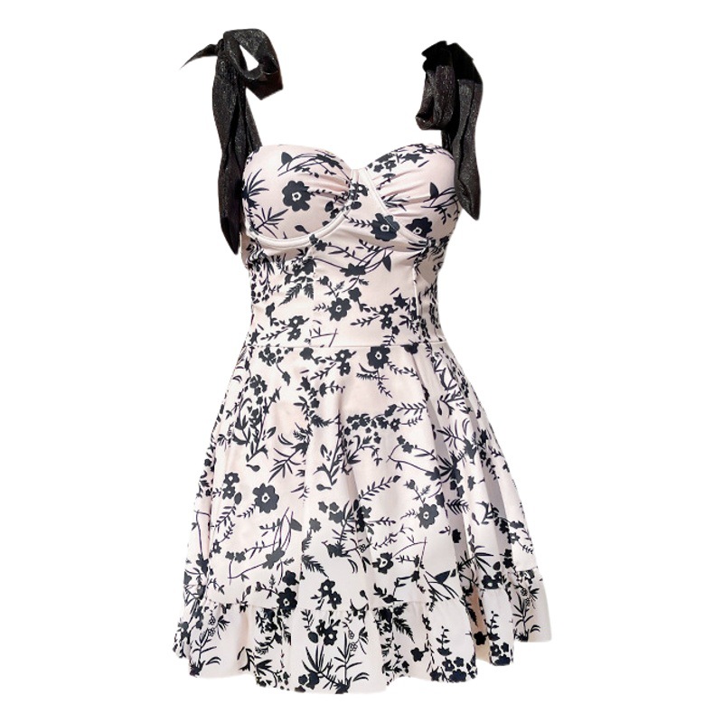Traje de Baño de Una Pieza con Tirantes de Poliéster con Aros Push-up para Aguas Termales image 1