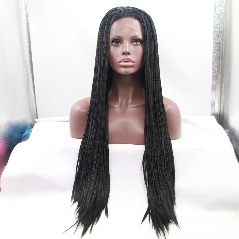 Qingdao Sylvia Front Lace Wig Natural Black Three-strand Thick Braid Rose Net Hand-woven Dirty Braid