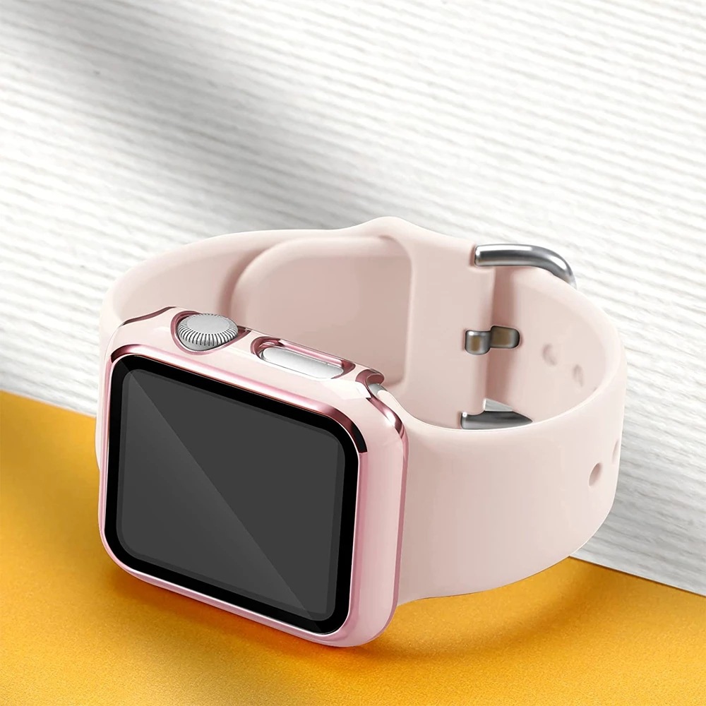 Adecuado para Apple electrochapado colgante tallado PC caso Apple Watch 7/6/SE/5/4321 Vidrio Templado
