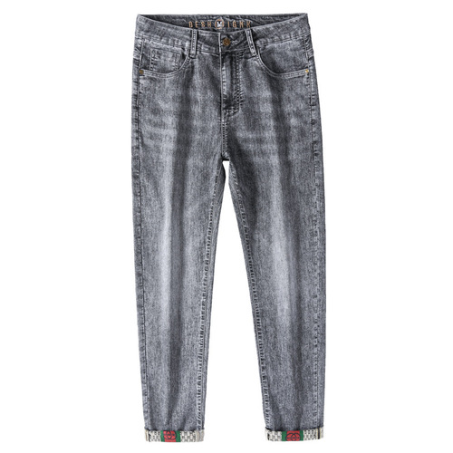 Men's stretch jeans, teenagers' trendy loose small straight pants, fashionable and versatile retro casual pants for men