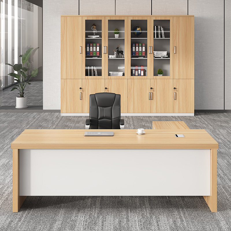 Luxury minimalist modern executive office desk, manager, director, CEO, chair set, large office desk