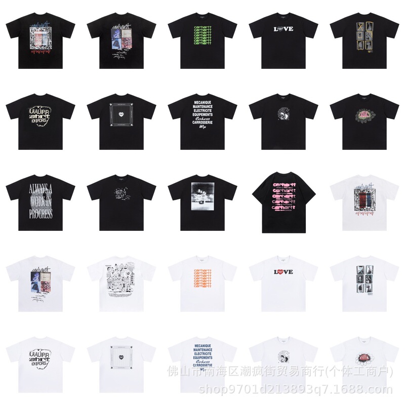 Cross-border Overseas Summer Classic Carhartt Carhart Pocket Padded Letter Embroidered Couple Short-sleeved T-shirt