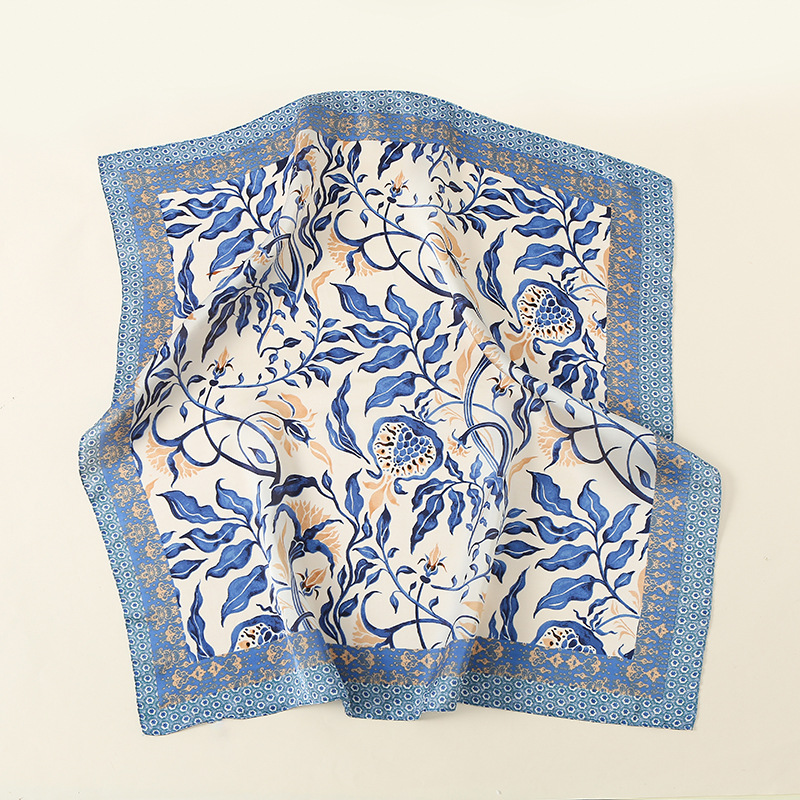Pañuelo Cuadrado Vintage Estampado Paisley de Poliéster con Protección Solar para Otoño