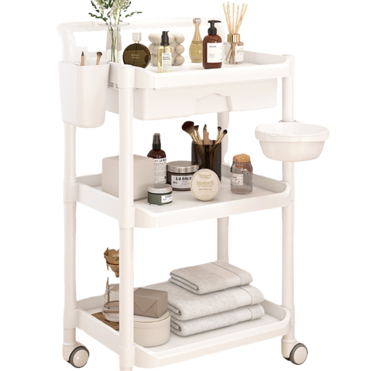 carro de belleza, carro de herramientas, carro de herramientas de belleza, carro de bordado de dos capas.