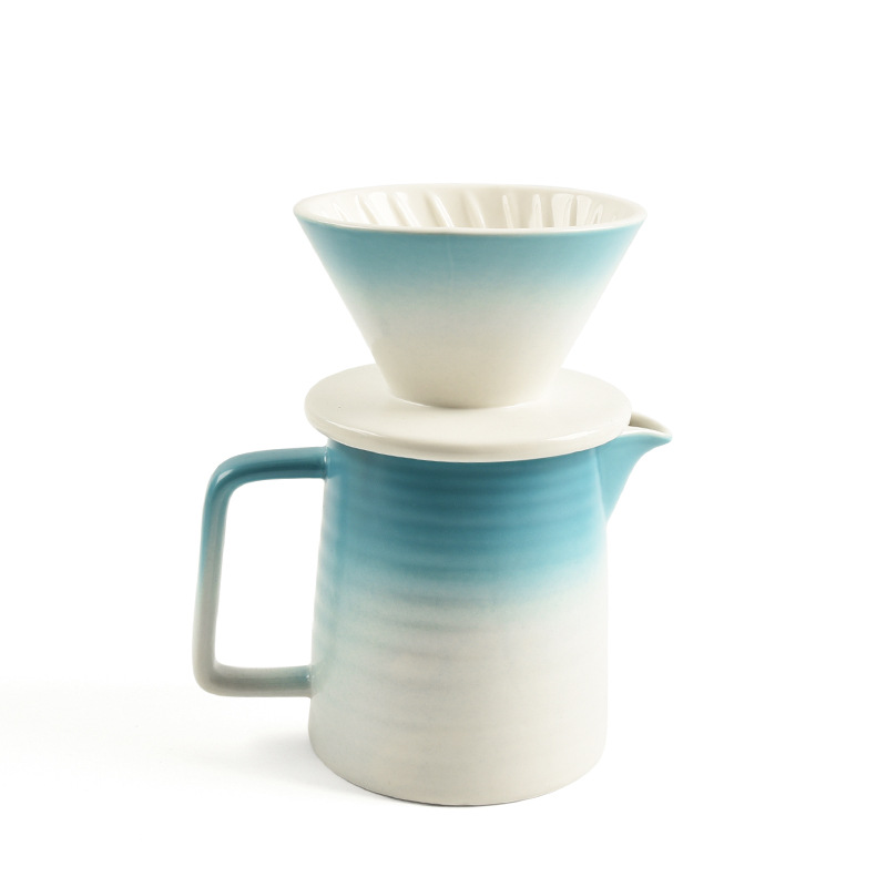 Cafetera V60 estilo americano, de cerámica negra, para compartir, con filtro y taza, juego para 2 personas, para exportación. image 10