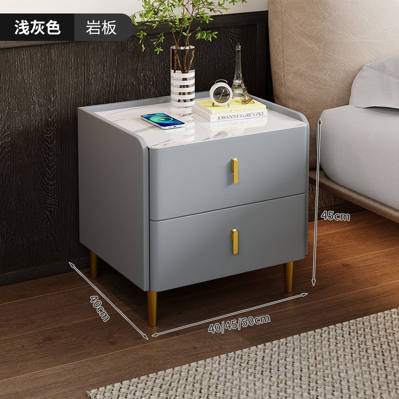 现代简约实木家用床头柜多功能无线充轻奢意式智能蓝牙置物床边柜|undefined