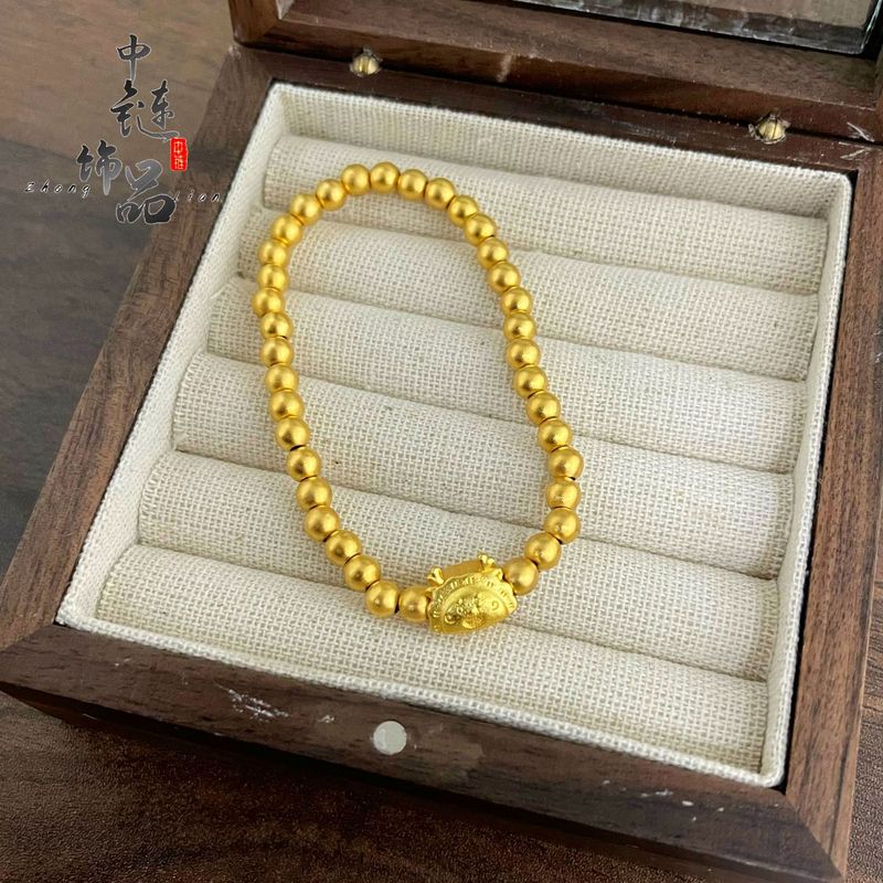 金店同モデル高保色古法沙金龍餃子金珠ブレスレット女生肖龍手串diy部品卸売り|undefined
