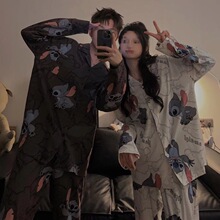 买一送一情侣睡衣男女秋冬网红ins感长袖长裤卡通家居服套装