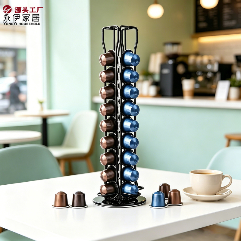 Yongyi factory cross-border nespaso coffee capsule rack 40-grain rotatable coffee rack display storage rack