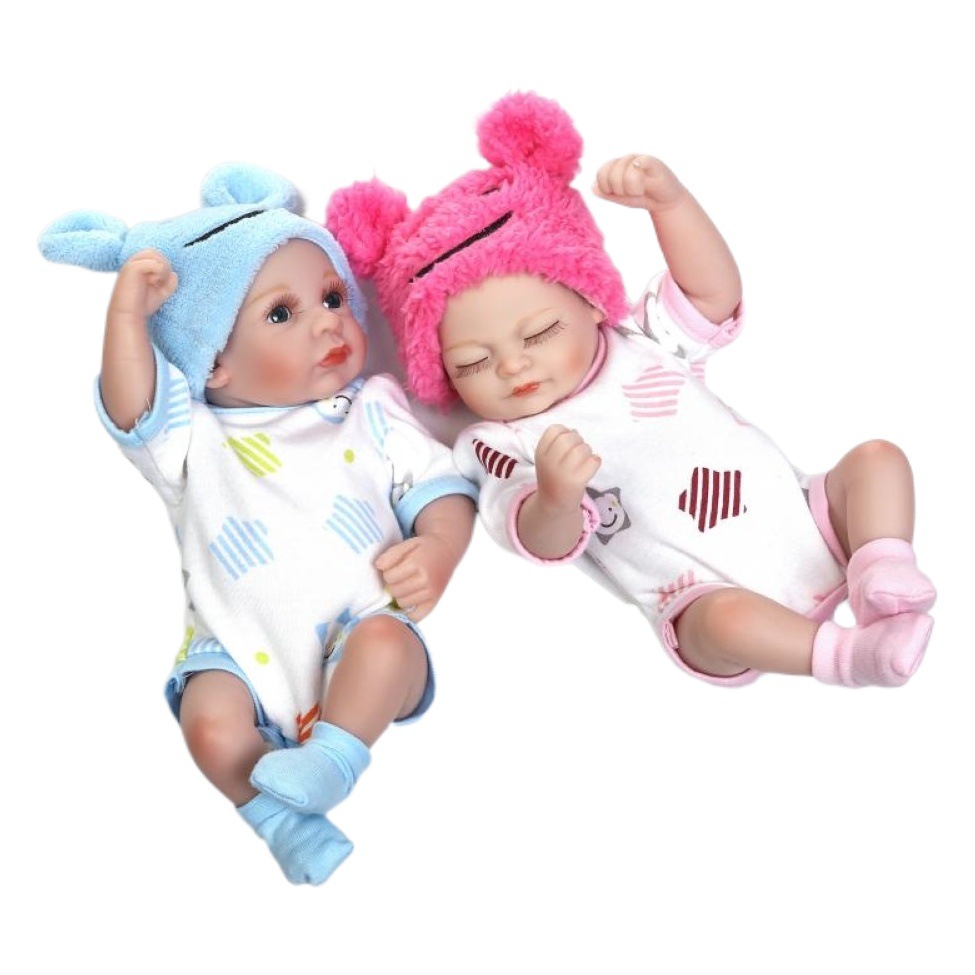 Mini muñeca reborn de 10 pies de altura de goma para niños, educación temprana, madre principiante, práctica, casa de juegos, muñeca de juguete