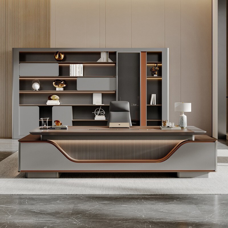 High-End Boss Desk Office Desk Chairman's Office Simple Modern High-End L-Shaped President Desk and Chair Combination