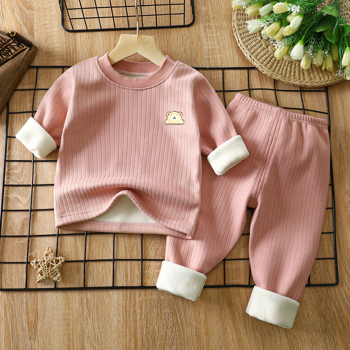 Trajes de calentamiento para niños más terciopelo engrosado otoño y invierno nuevo bebé ropa interior de fondo ropa interior de otoño para niños pantalones de otoño para niños