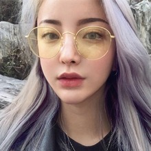 圆框细边金属太阳眼镜女复古时尚彩膜墨镜欧美潮流海洋片网红墨镜