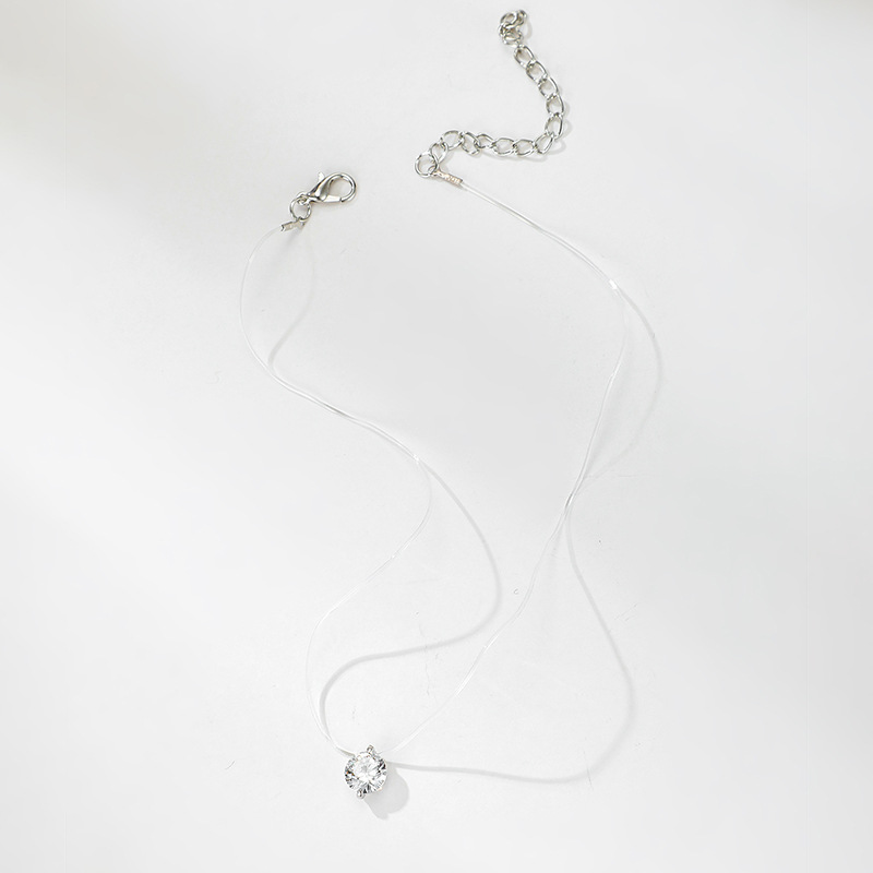 simple ligne de poisson invisible transparent collier zircon chane de clavicule cloute de diamants femmepicture20