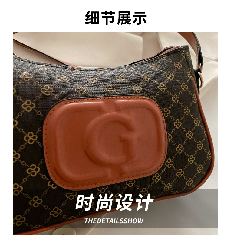 Cross-border retro trend small square bag for women, new fashionable printed French small square bag, niche and stylish single-shoulder crossbody bag Specification drawing