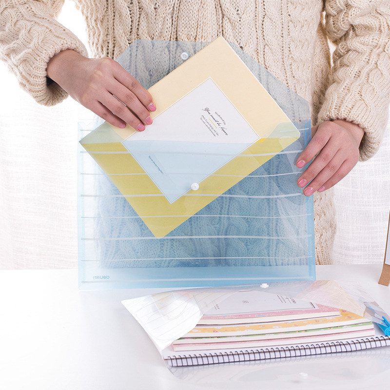 Bolsa de archivos Deli 8313 para estudiantes A4 clasificación de gran capacidad bolsa de almacenamiento de información de plástico transparente