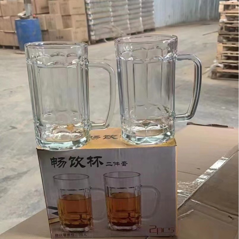 Taza de cerveza Vaso de vidrio grueso Vaso de jugo de vidrio para el hogar de gran capacidad Regalo al por mayor Vaso de cerveza Vaso de agua