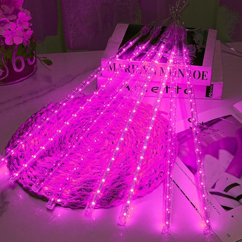 Luz led de lluvia de meteoritos Solar para exteriores, luz colgante para árbol, tira de luz de meteorito colorida, decoración de calle para vacaciones, luz de jardín