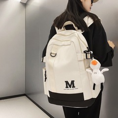 日系ins簡約大學生書包女2023新款時尚字母背包大容量外出雙肩包