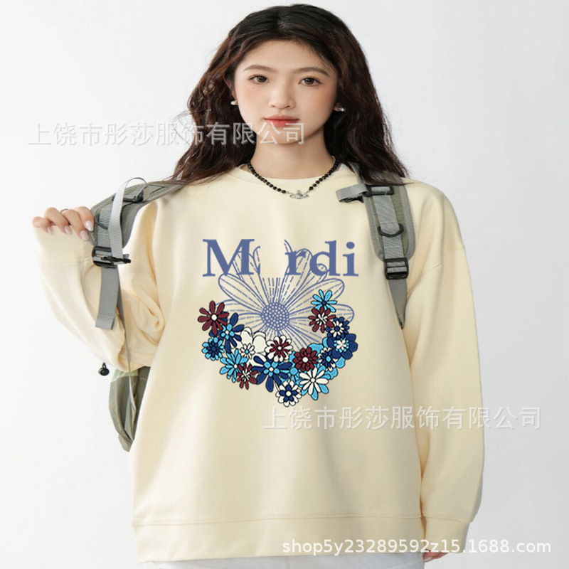 2025新款印花现货韩国潮牌Mardi卫衣女小雏菊圆领上衣一件代发|undefined