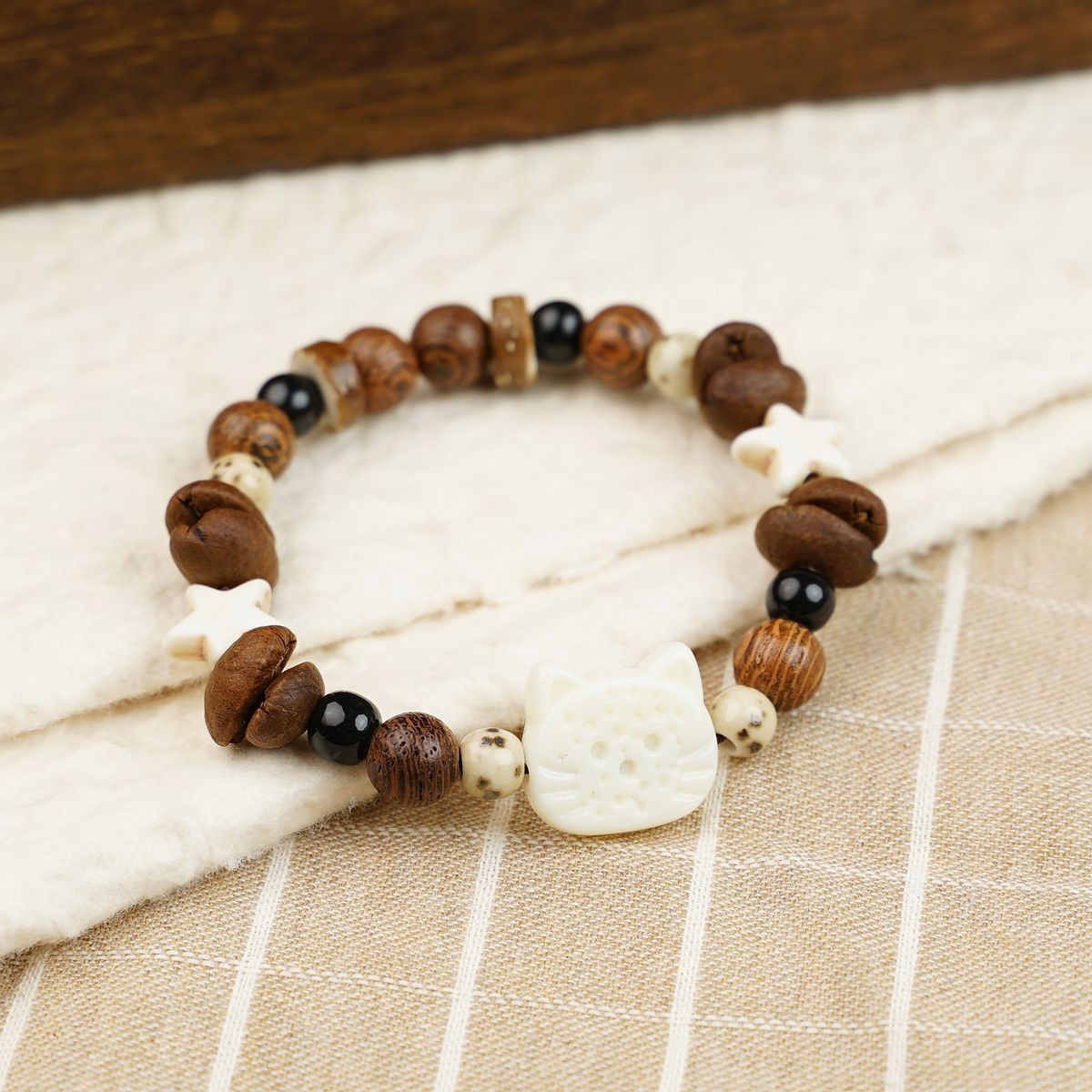 Jingdezhen pulsera de cerámica de verano mujer alta sensación galletas serie de gatos nicho diseño universal pulsera alta sensación