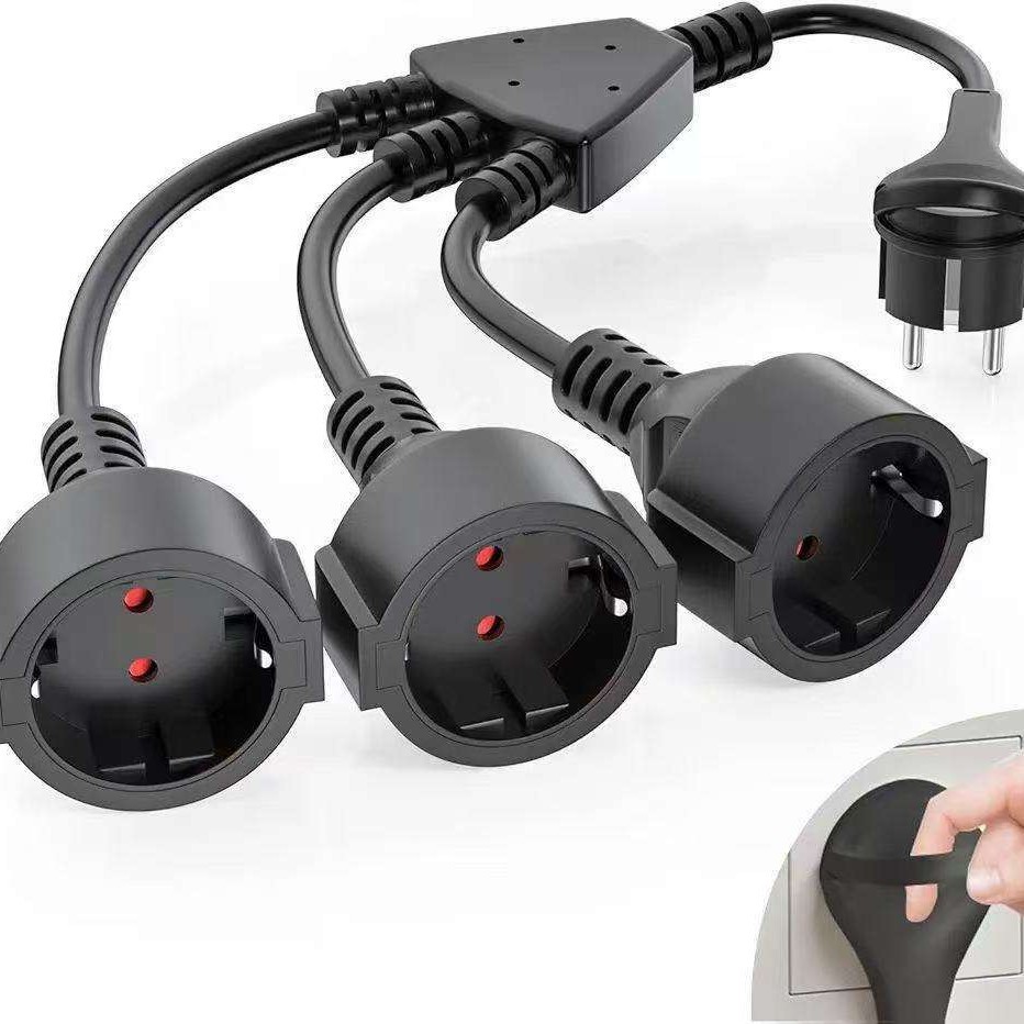 批发欧标电源线 欧规延长线插座 欧式一分二德式法式连接线插头