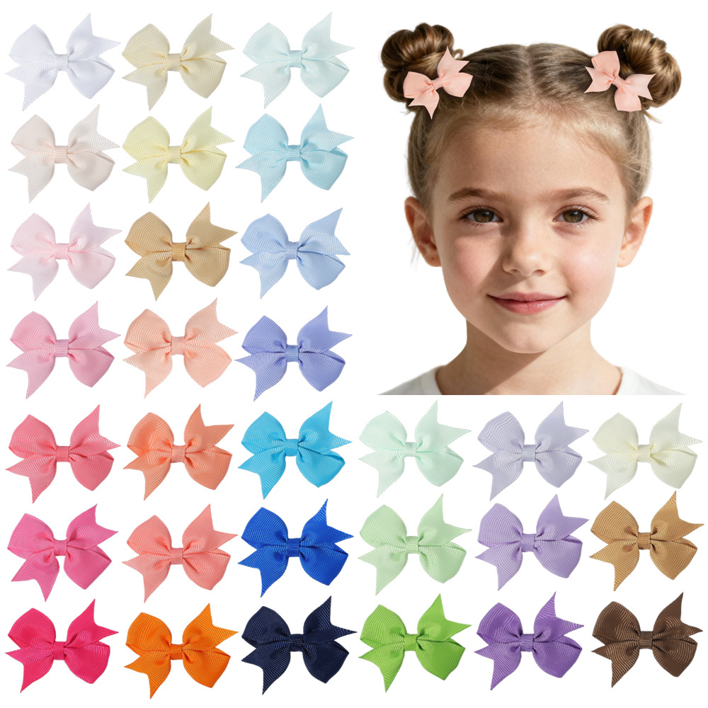 Cross-border Amazon rib with solid color bow hairpin baby side clip children dovetail baby headdress wholesale