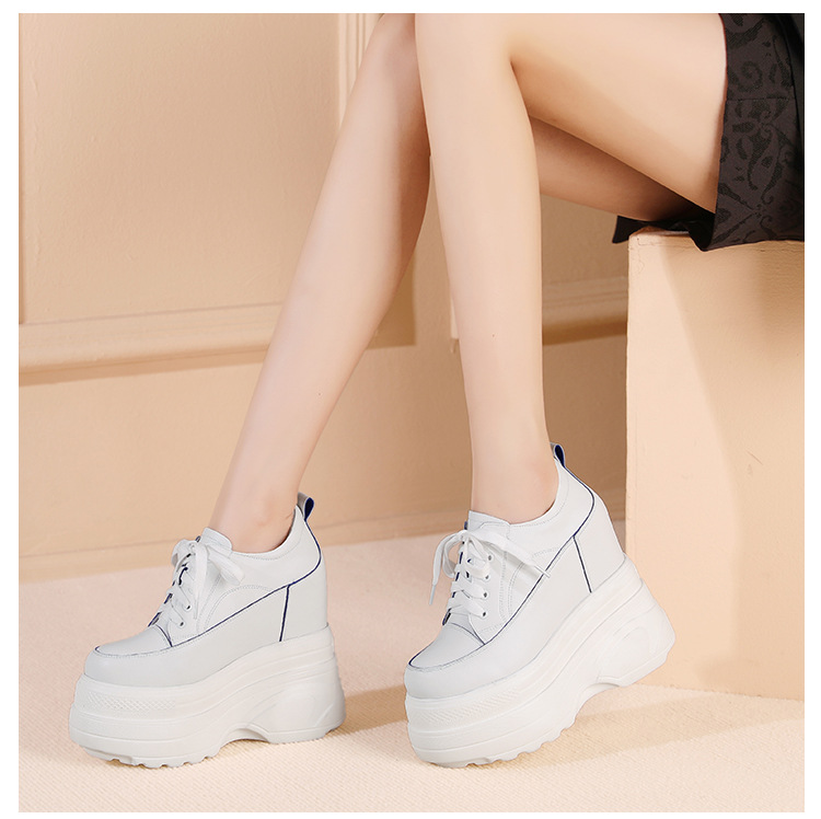 Giày platform nữ đế xuồng cao 14 cm tăng chiều cao, dáng thể thao — Trắng Đỏ chi tiết 5