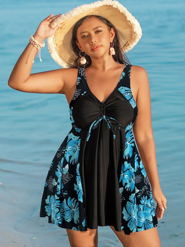 2025 New European and American Plus-Size Swimsuit for Women—Cross-Border Export Conservative Two-Piece Swimwear from Huludao—Swimsuit
