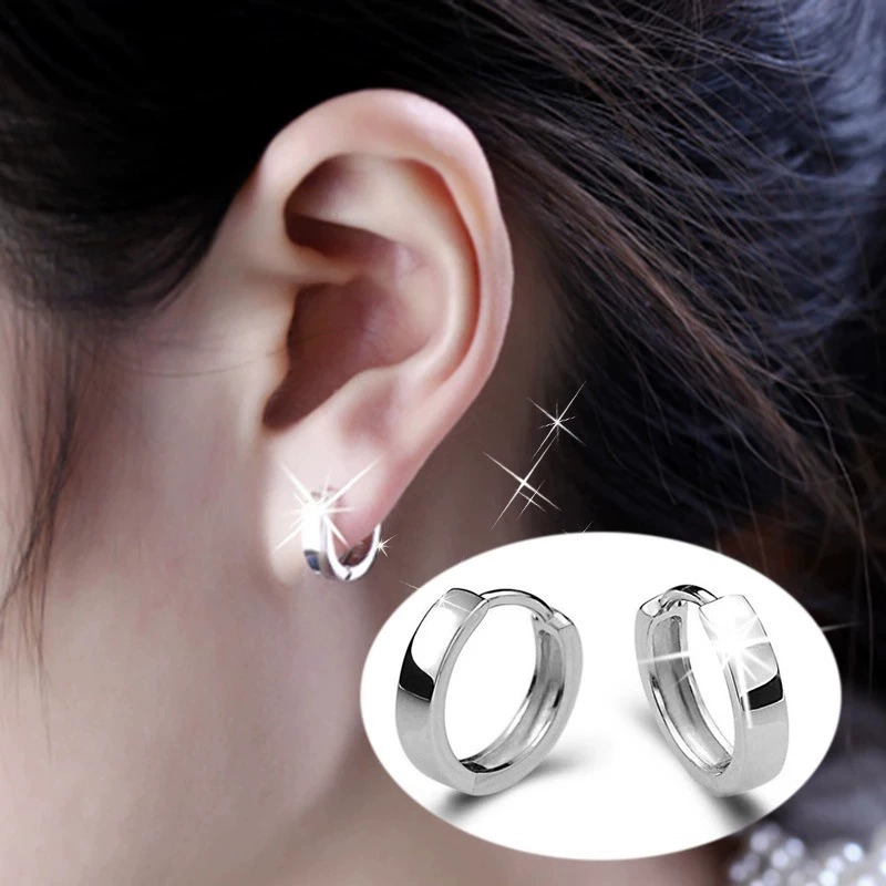 High-end glossy earrings handmade, Korean style, silver 925 sample