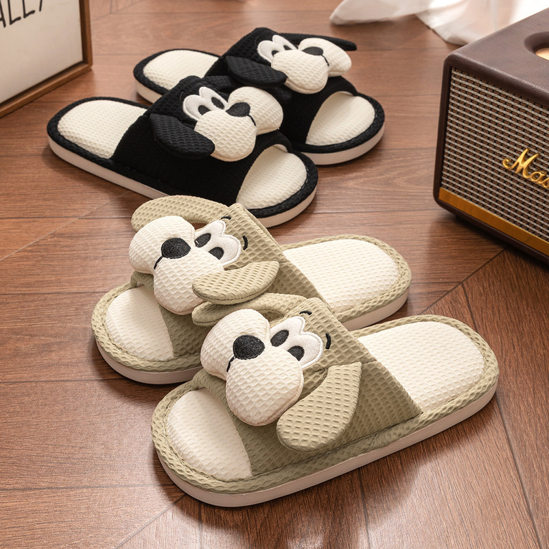 Cartoon Dog Open Slippers in Stock, Spring and Autumn Indoor Home Four-Season Cotton and Linen Slippers, Cute Slippers for Women Cartoon Dog Open Slippers in Stock, Spring and Autumn Indoor Home Four-Season Cotton and Linen Slippers, Cute Slippers for Women