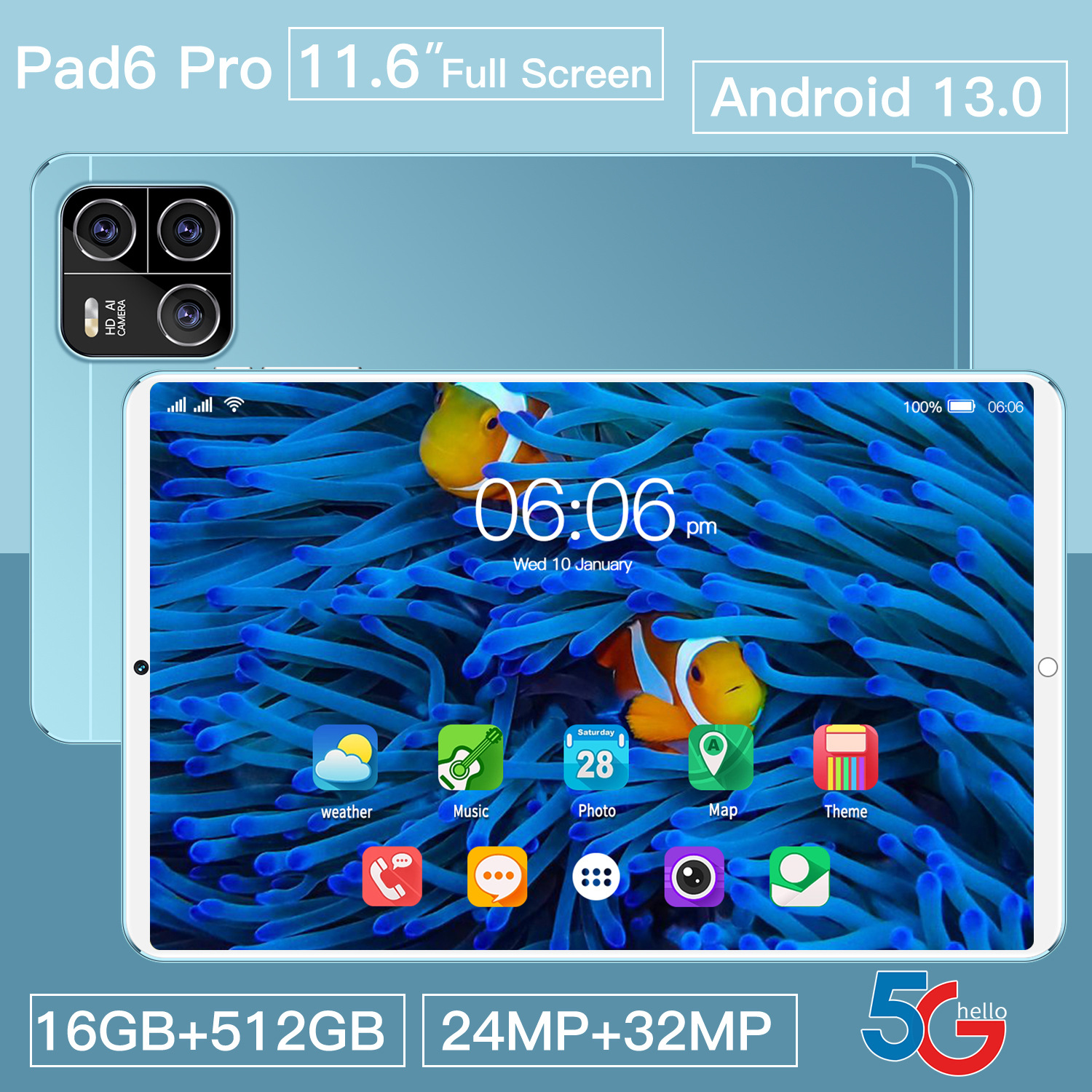 10.1inch Tablet Factory Wholesale Custom Learning Education Games Entertainment Wifi Wireless Call Bluetooth