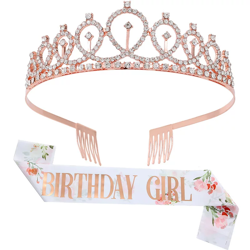 Новая печатная лента с надписью BIRTHDAY GIRL QUEEN, плечевой ремешок, праздничный пояс, корона для девушки на день рождения