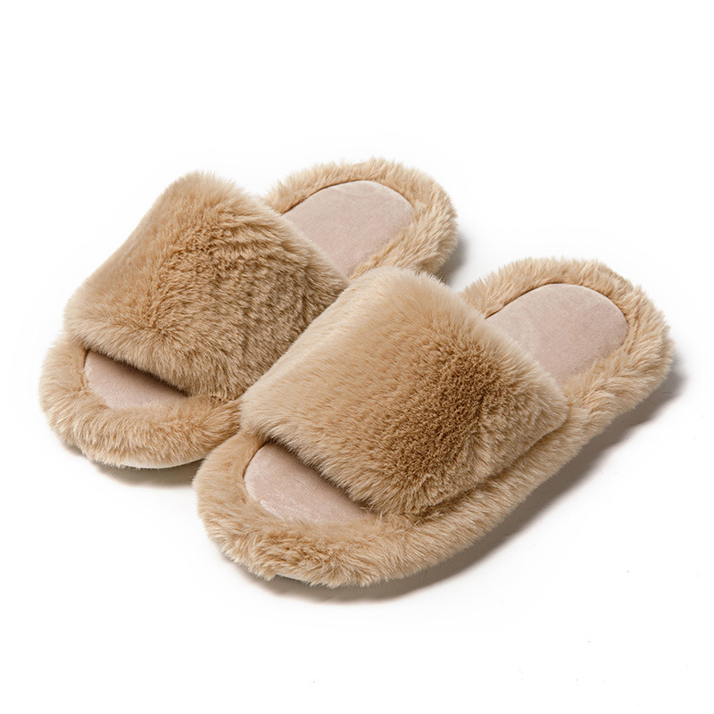 Transfronterizo Amazon ins Otoño e Invierno Zapatillas de algodón Casa de las mujeres zapatillas de felpa interior de color sólido zapatillas de felpa al por mayor de las mujeres